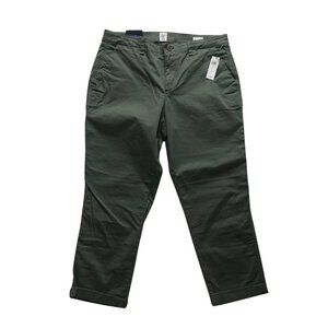 GAP Girlfriend Khaki Mid-Rise Pants Size 12 Olive Green NWT